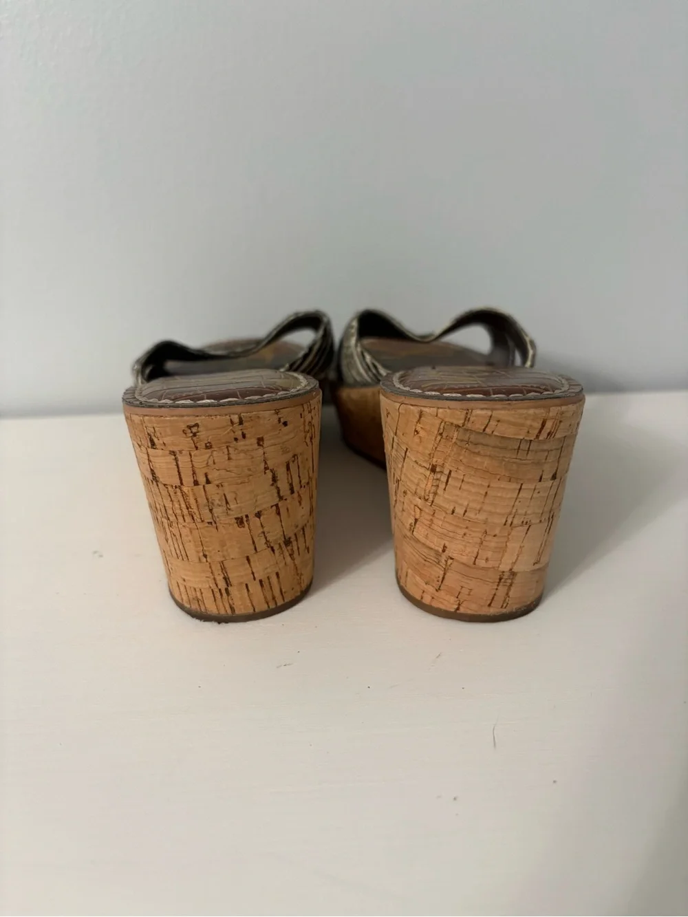 Sam Edelman Reid Zebra Print Calf Hair Cork Platform Wedge Slide Sandals 6.5M